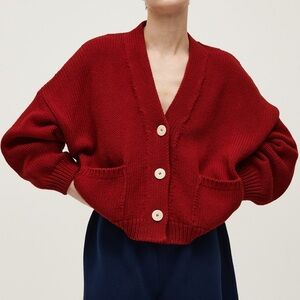 Babaa Organic Cotton Cardigan 22 Persephone Red